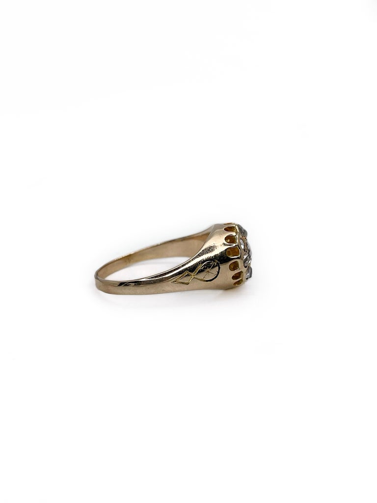 Victorian 14 Karat Gold Rose Cut Diamond Enamel Cluster Ring For Sale ...
