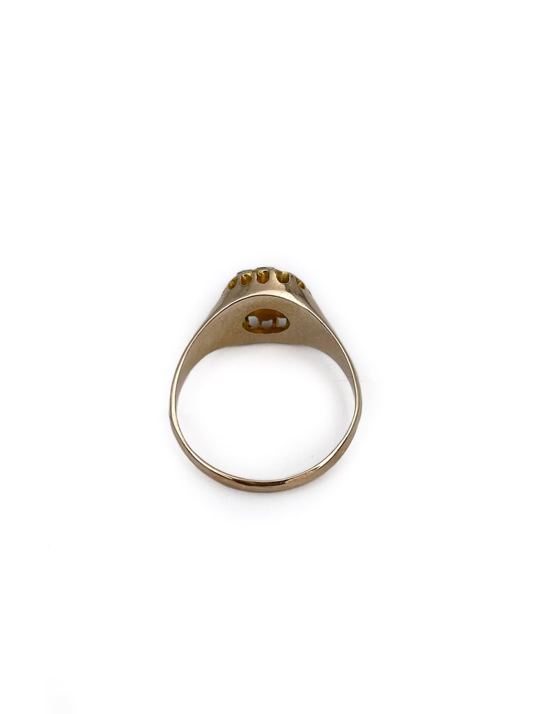 Victorian 14 Karat Gold Rose Cut Diamond Enamel Cluster Ring For Sale ...