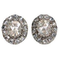 Pendientes de oro victoriano de 14 quilates TW de 1,75 quilates con diamantes talla rosa