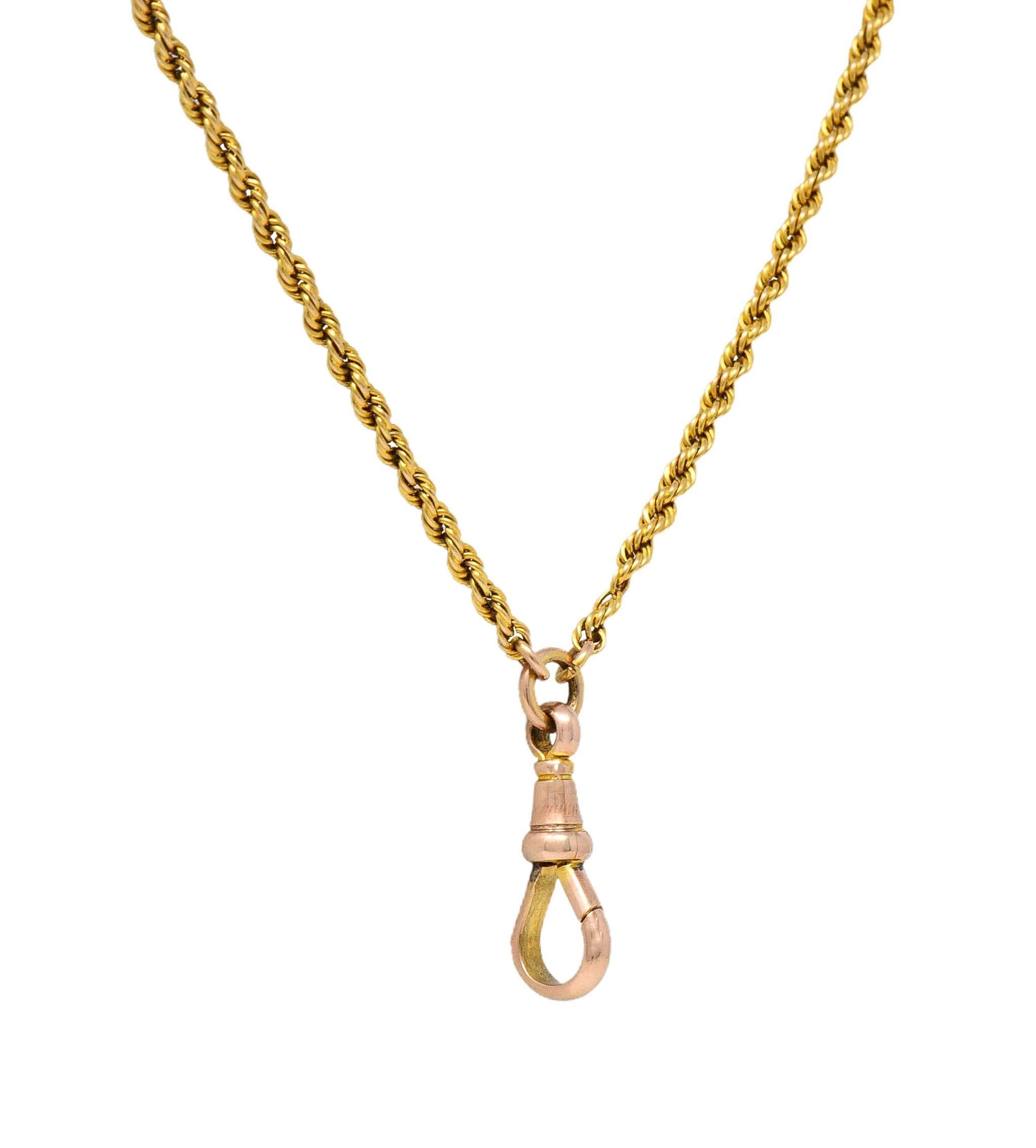 Victorian 14 Karat Two-Tone Gold 56 1/2 IN Long Antique Fob Rope Chain Necklace 6