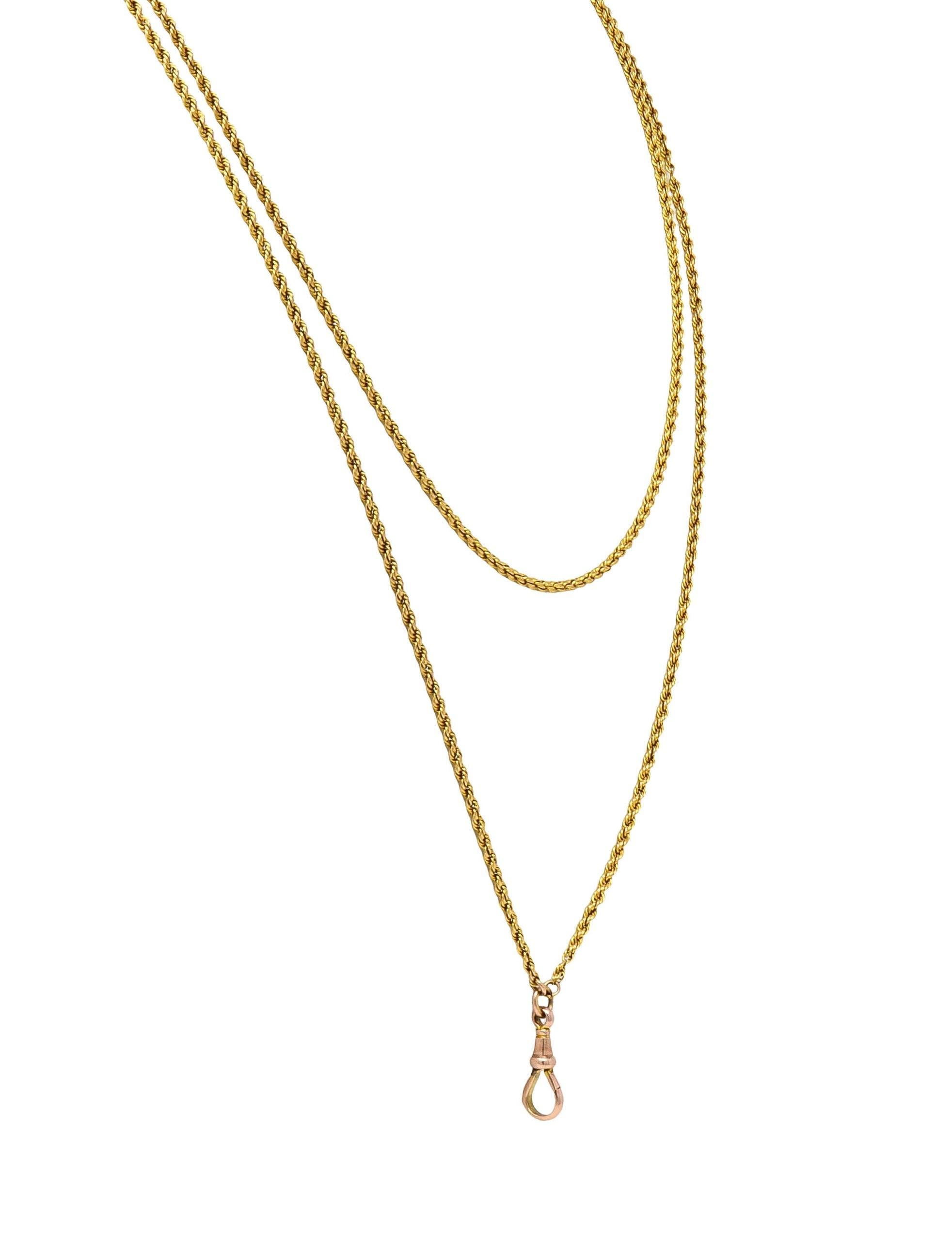 Victorian 14 Karat Two-Tone Gold 56 1/2 IN Long Antique Fob Rope Chain Necklace 3