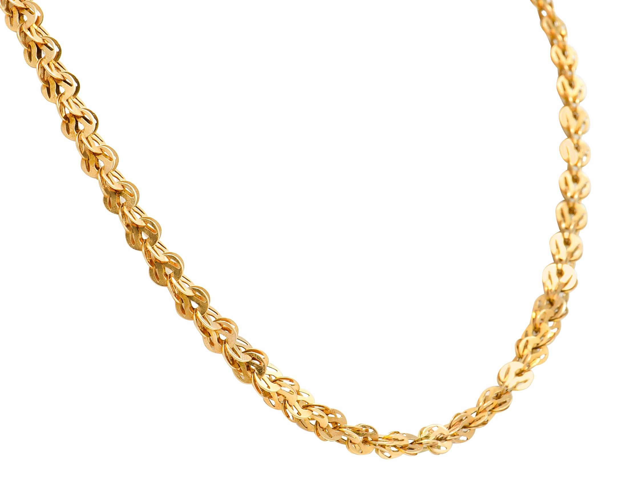 Victorian 14 Karat Yellow Gold Fancy Link Unisex Chain Necklace In Excellent Condition In Philadelphia, PA