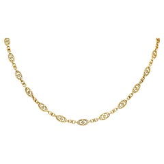 Victorian 14 Karat Yellow Gold 21 Inch Scrolled Link Necklace