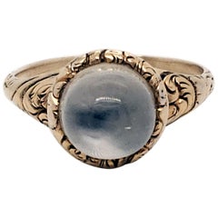 Antique Victorian 14 Karat Yellow Gold and Cat Eye Moonstone Ring