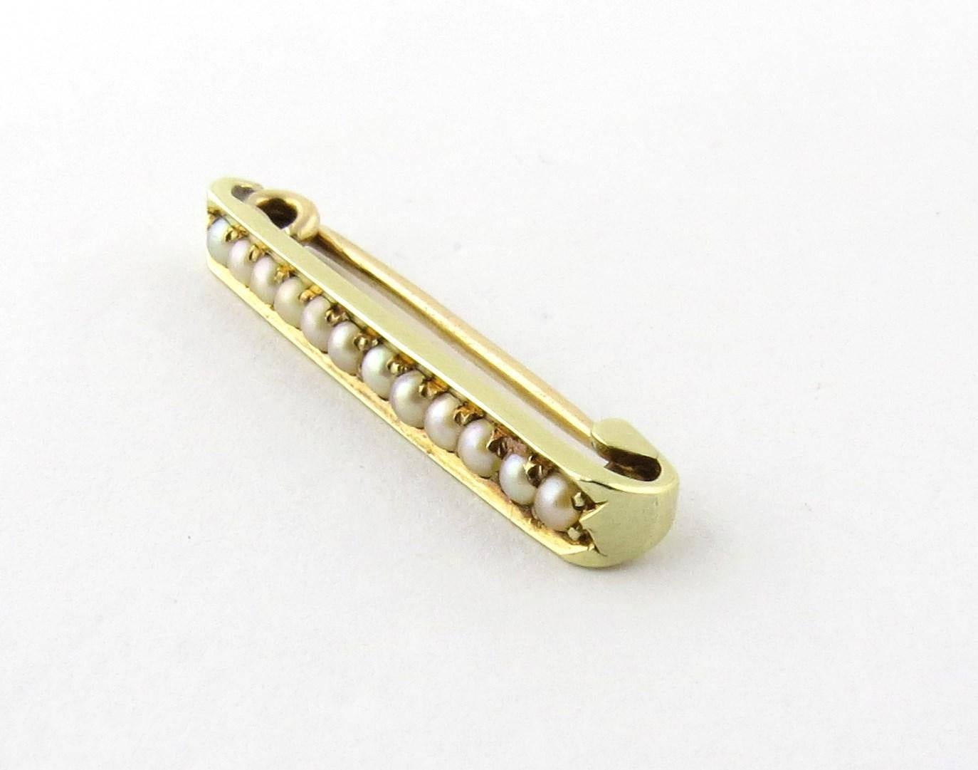 Victorian 14K Yellow Gold and Seed Pearl Bar Pin Brooch 

1