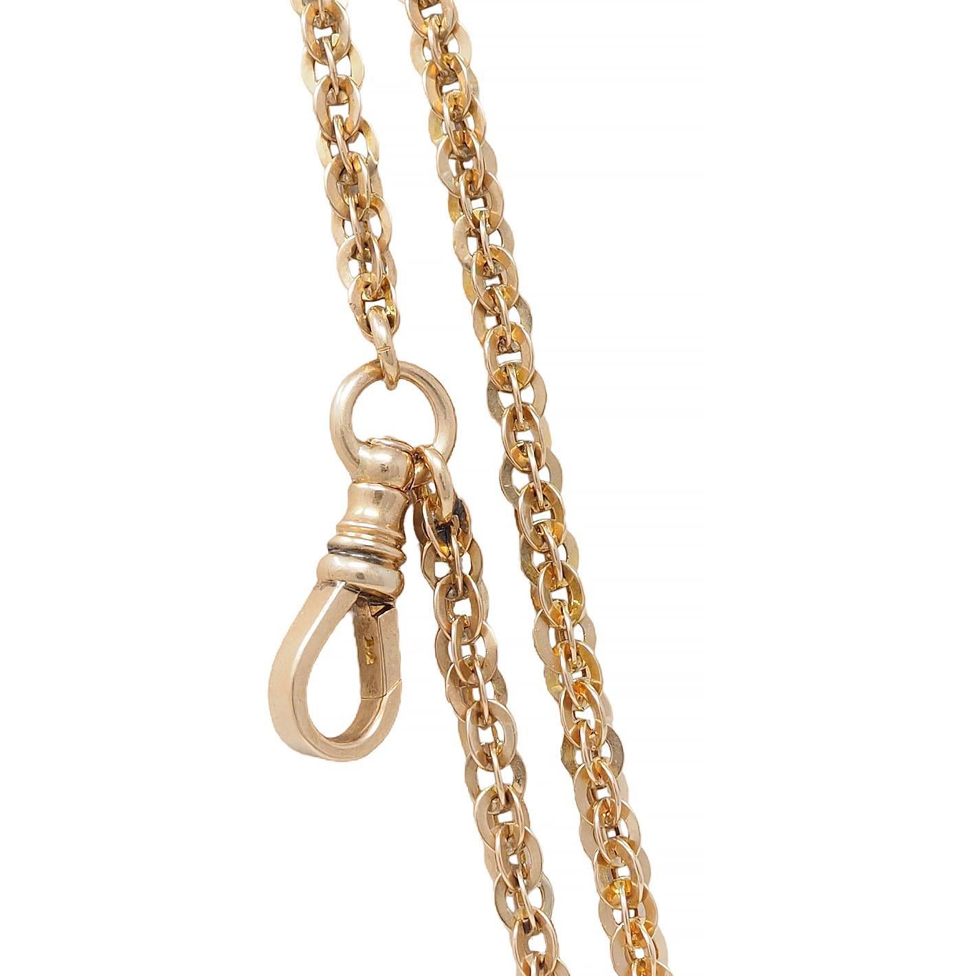 Long collier à maillons fantaisie ancien de style victorien en or jaune 14 carats en vente 2