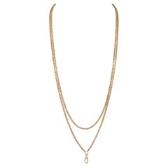 Victorian 14 Karat Yellow Gold Antique Fancy Link Long Fob Chain Necklace