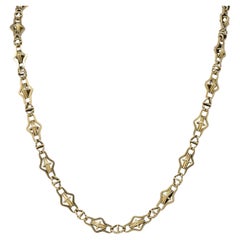 Victorian 14 Karat Yellow Gold Antique Fancy Navette Link Chain Necklace