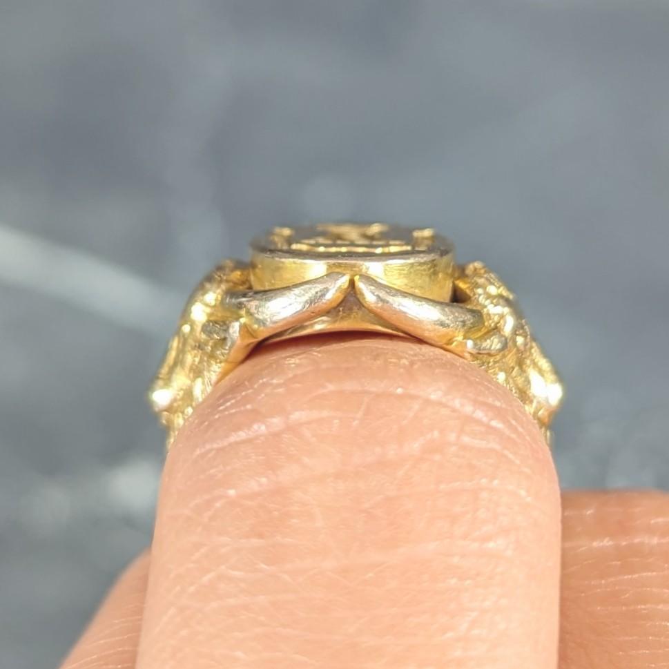 Victorian 14 Karat Yellow Gold Antique Fortune Bold Intaglio Signet Unisex Ring 9