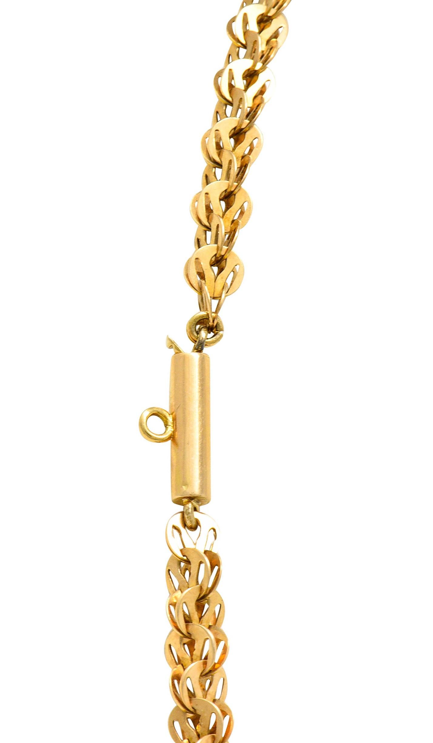 Victorian 14 Karat Yellow Gold Fancy Link Unisex Chain Necklace 1