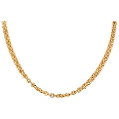 Late Victorian French Yellow Gold Link Chain Necklace For Sale at 1stDibs