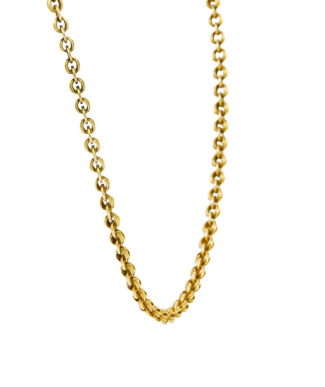Viktorianische viktorianische 14 Karat Gelbgold geriffelte Kette antike Halskette im Zustand „Hervorragend“ in Philadelphia, PA