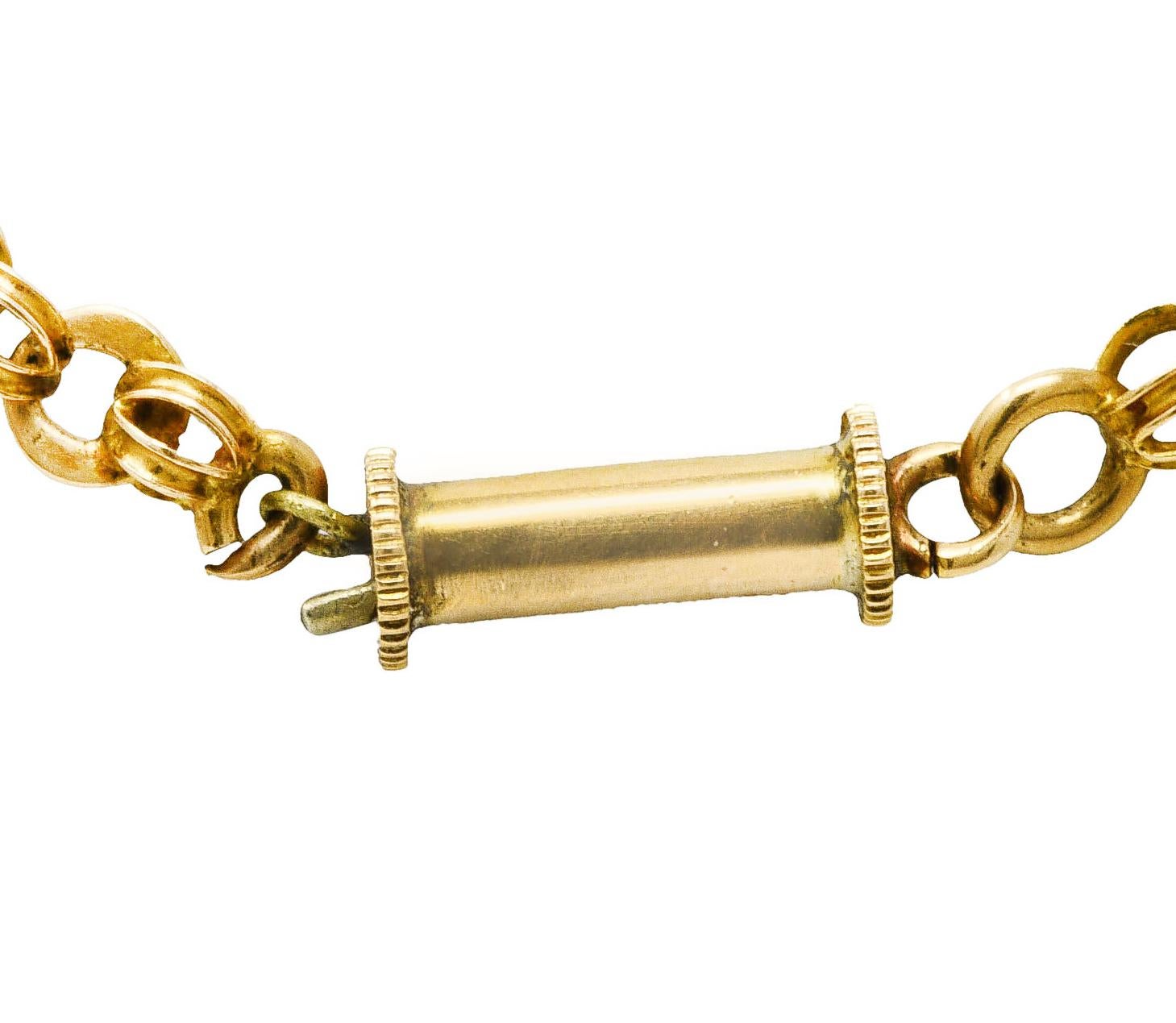 Viktorianische viktorianische 14 Karat Gelbgold geriffelte Kette antike Halskette für Damen oder Herren