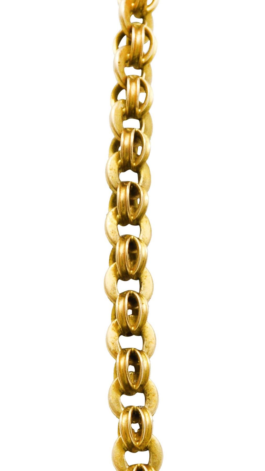 Viktorianische viktorianische 14 Karat Gelbgold geriffelte Kette antike Halskette 1