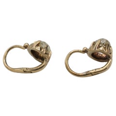 Victorian 14 Karat Yellow Gold Natural Old Mine Cut Diamond Drop Earrings