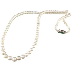 Victorian 14 Karat Yellow Gold Natural Pearl Graduated Strand Necklace, GIA