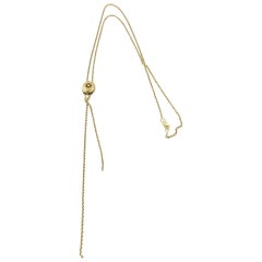 Victorian 14 Karat Yellow Gold Slide Lariat with Pearl Necklace