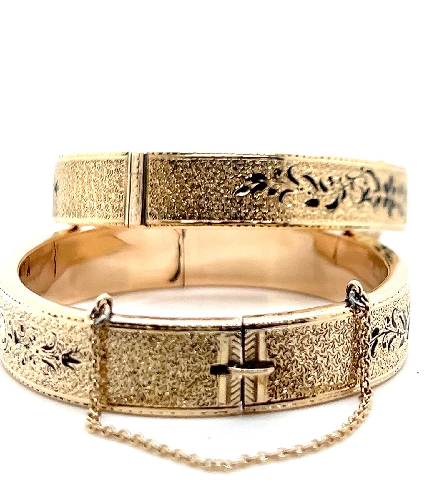 Pulseras de boda victorianas de oro amarillo de 14 quilates Taille D'Épargne en venta 1