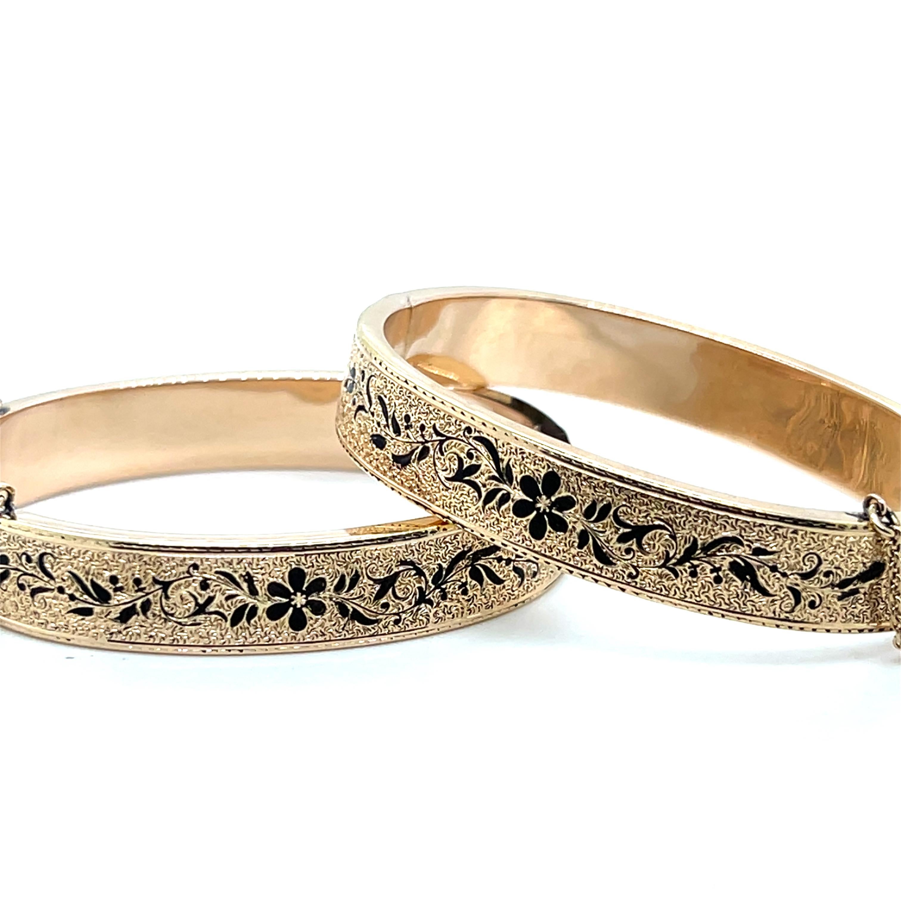 Pulseras de boda victorianas de oro amarillo de 14 quilates Taille D'Épargne en venta 3