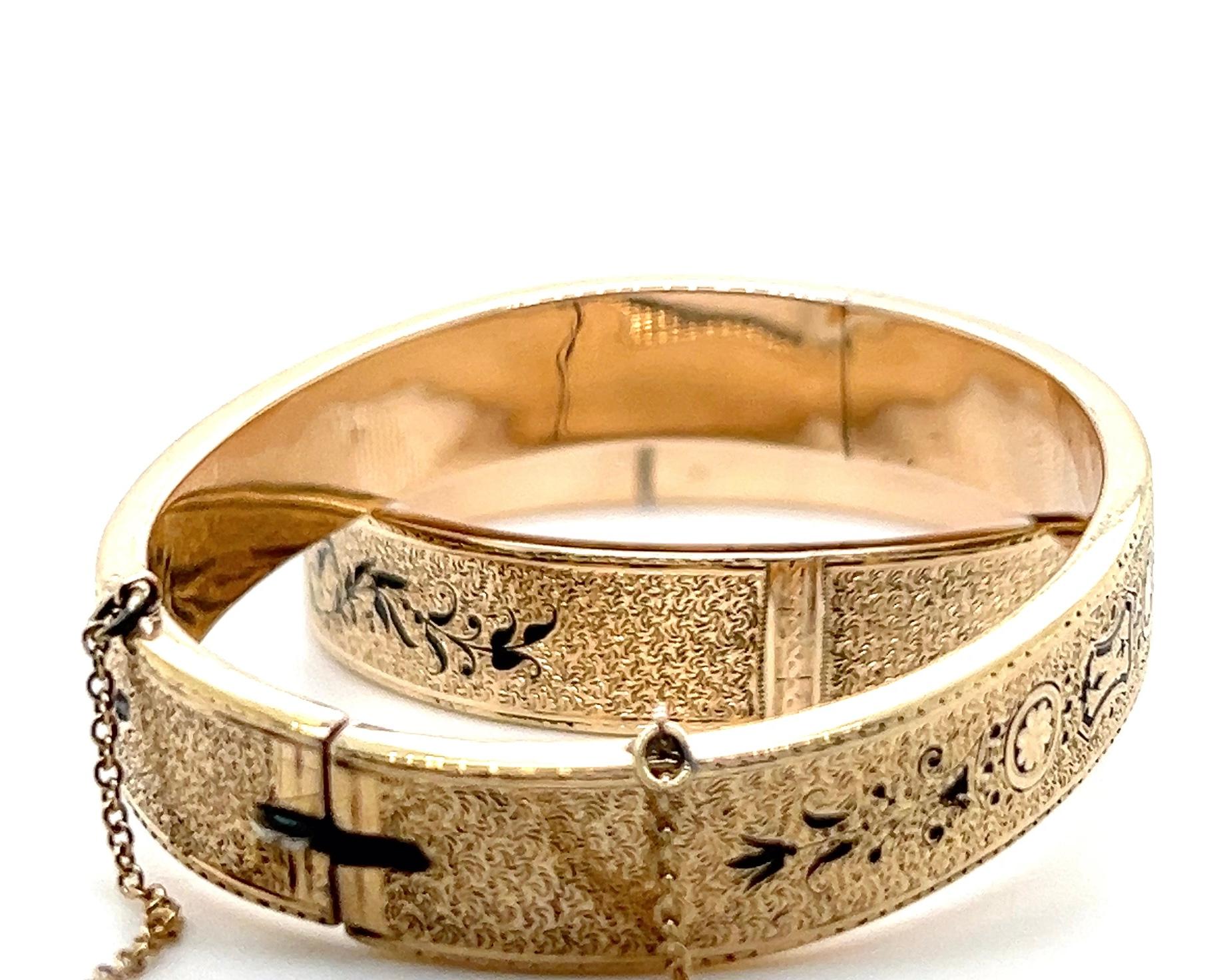 Pulseras de boda victorianas de oro amarillo de 14 quilates Taille D'Épargne en venta 4