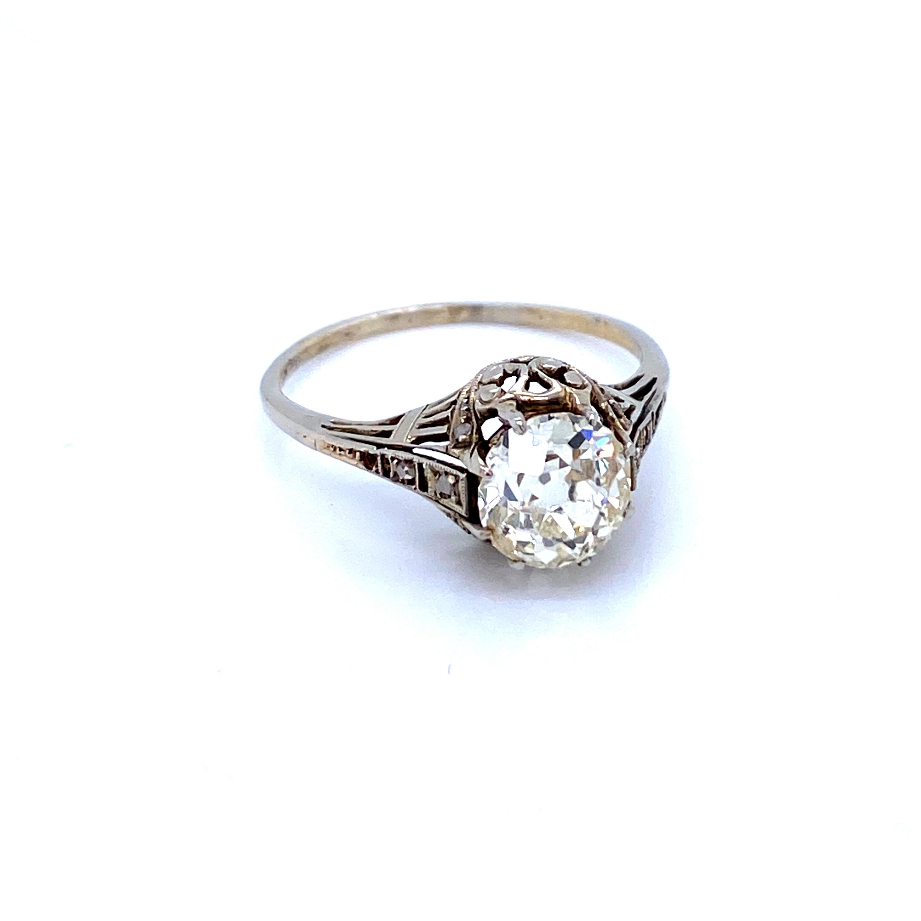 Old Mine Cut Victorian 1.40 Carat Diamond Gold Solitaire Ring