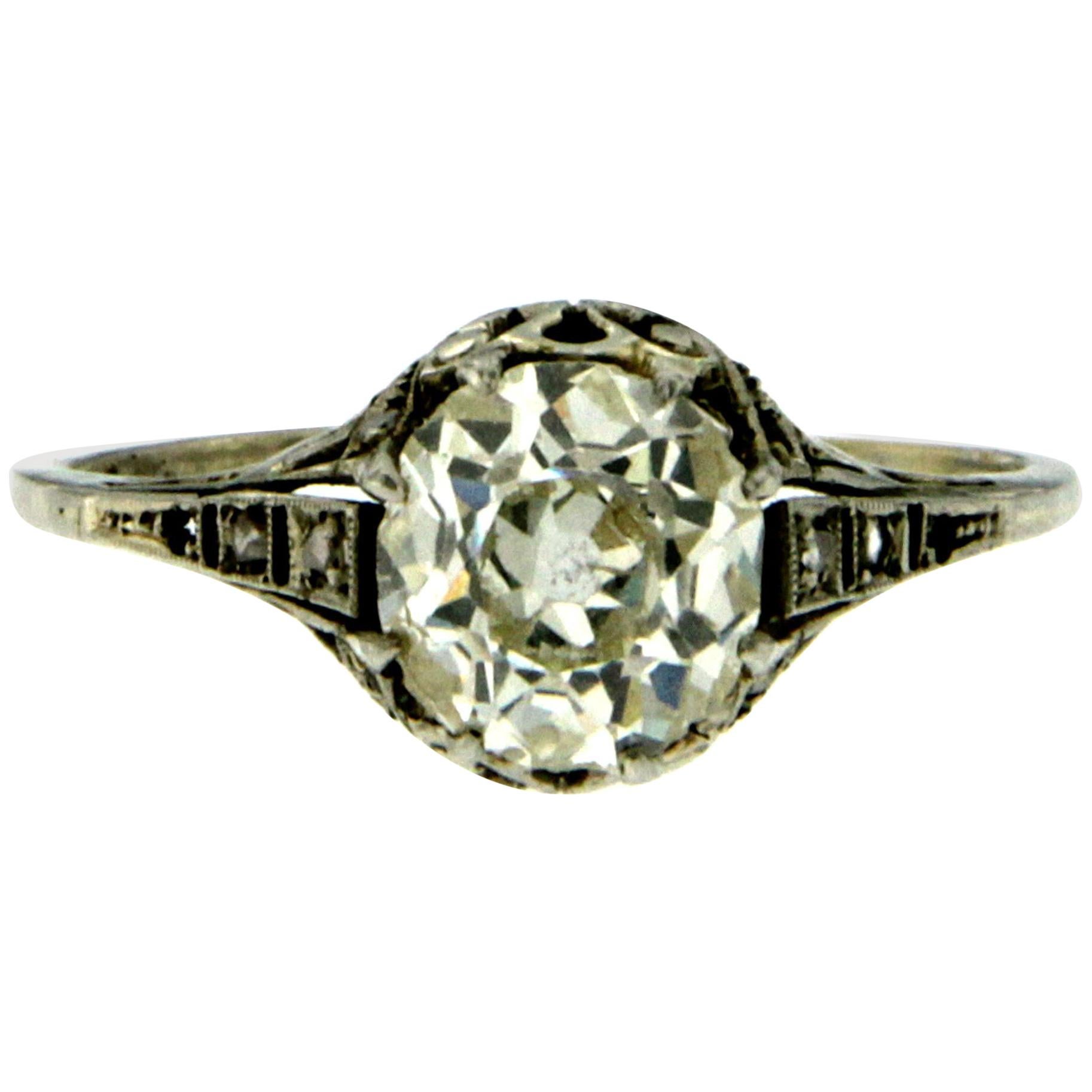 Victorian 1.40 Carat Diamond Gold Solitaire Ring