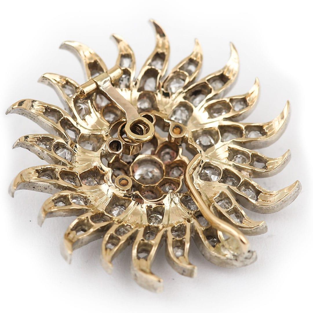 Victorian 1.40 Carat Diamond Sunburst Star Brooch Pendant, Circa 1890 4