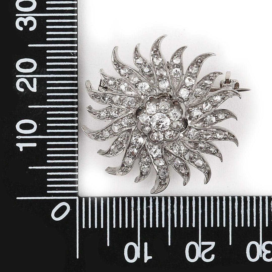 Victorian 1.40 Carat Diamond Sunburst Star Brooch Pendant, Circa 1890 7