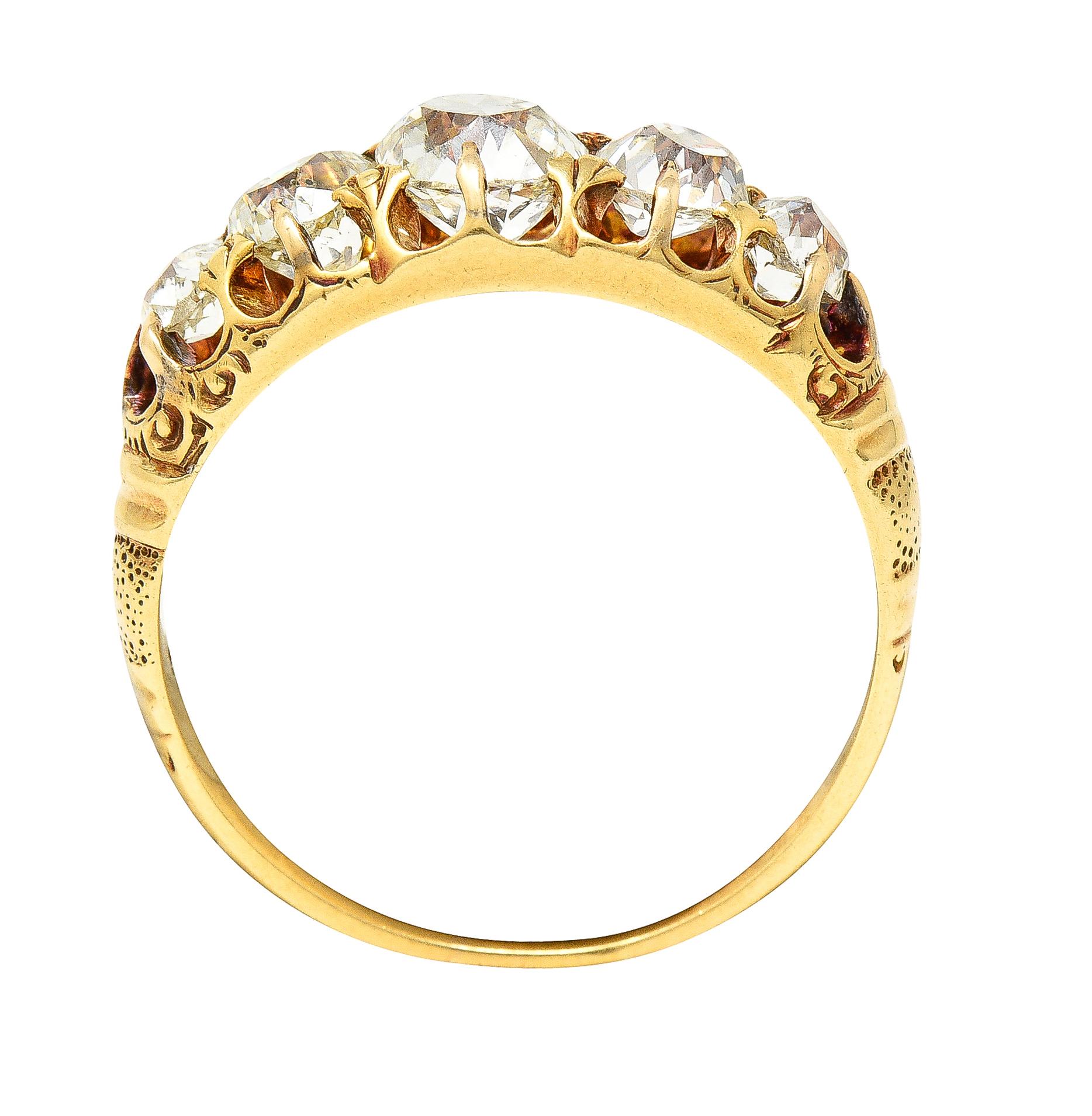 Viktorianischer Gürtelring mit 1,40 Karat Diamant im alten Minenschliff aus 18 Karat Gelbgold 6