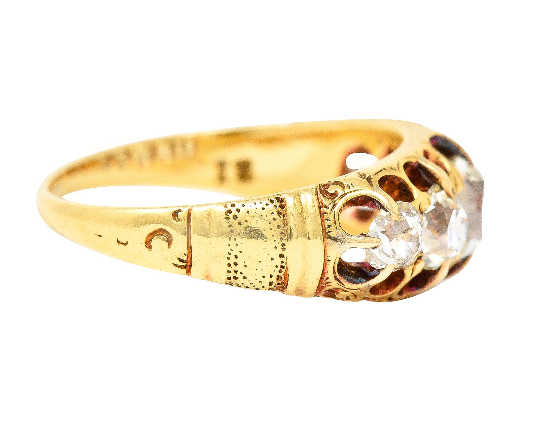 Viktorianischer Gürtelring mit 1,40 Karat Diamant im alten Minenschliff aus 18 Karat Gelbgold (Alteuropäischer Brillantschliff)