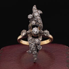 Victorian 1.40 Ct Old  Diamond Cut Navette French ring