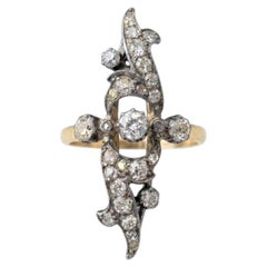 Art Nouveau 1.40 Ct Old Diamond Cut Navette French ring