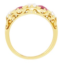 Victorian 1.40ct Diamond and Ruby Five Stone Ring, c.1880s
