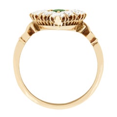 Victorian 1.40ct Emerald and Diamond Boat Ring, c.1880s