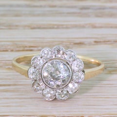 Victorian 1.41 Carat Old Cut Diamond Cluster Ring