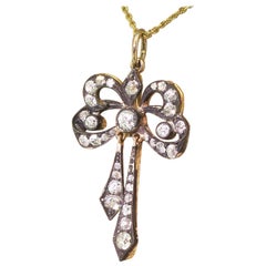 Victorian 1.43 Carat Old Cut Diamond “Bow” Pendant