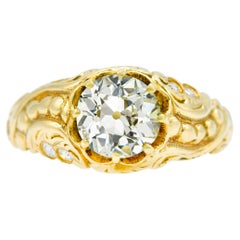 Viktorianisch 1,44 Karat Diamant-Gürtel-Verlobungsring GIA O-P SI2