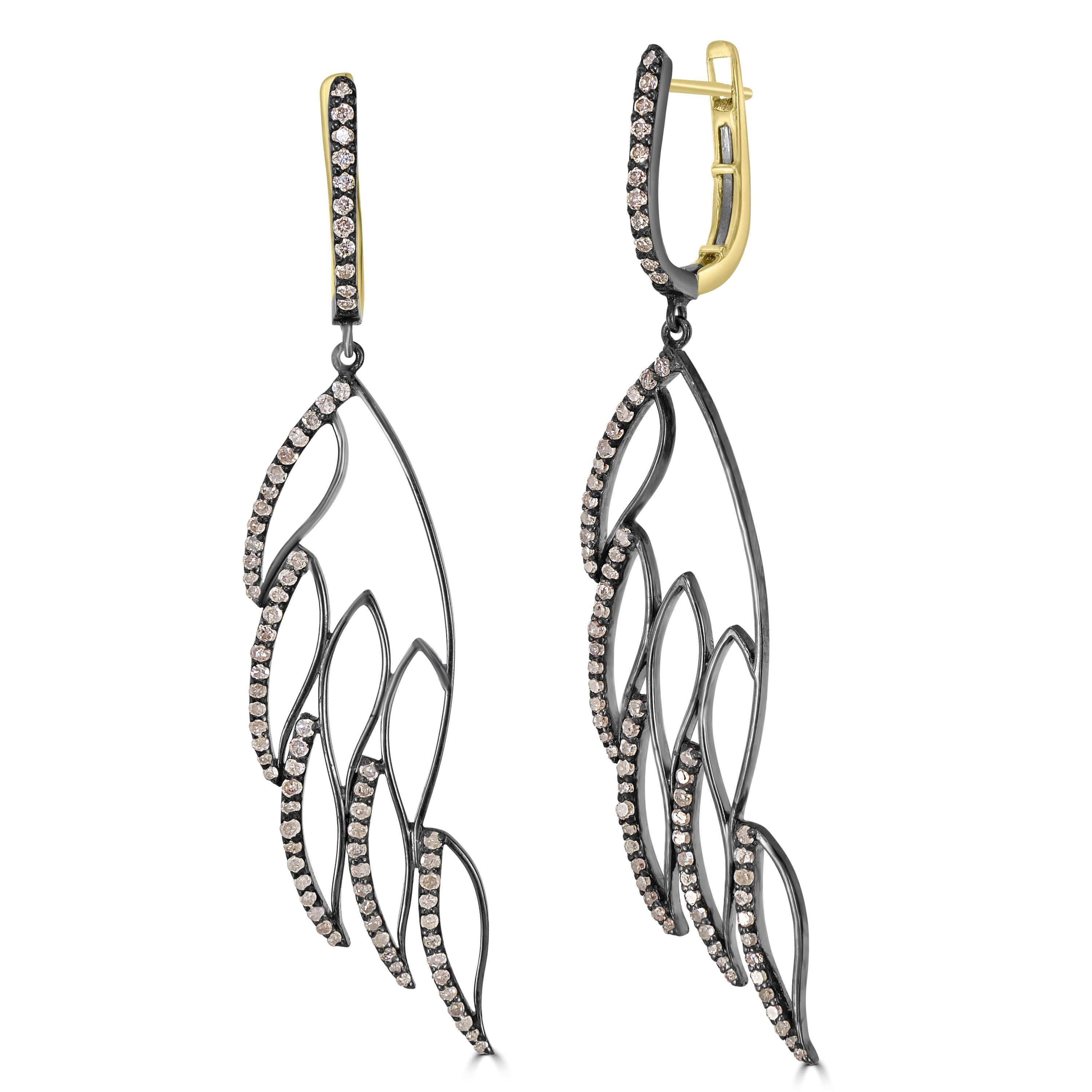 Introducing our Victorian 1.44 Cttw. Diamond Leaf Drop Earrings, a stunning blend of nature-inspired elegance and timeless sophistication.

Crafted with meticulous attention to detail, these earrings feature cascading leaf motifs delicately adorned
