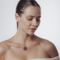 Viktorianisches Collier aus 14,50 Karat Amethysten und Perlen aus 14k Gelb- und Roségold