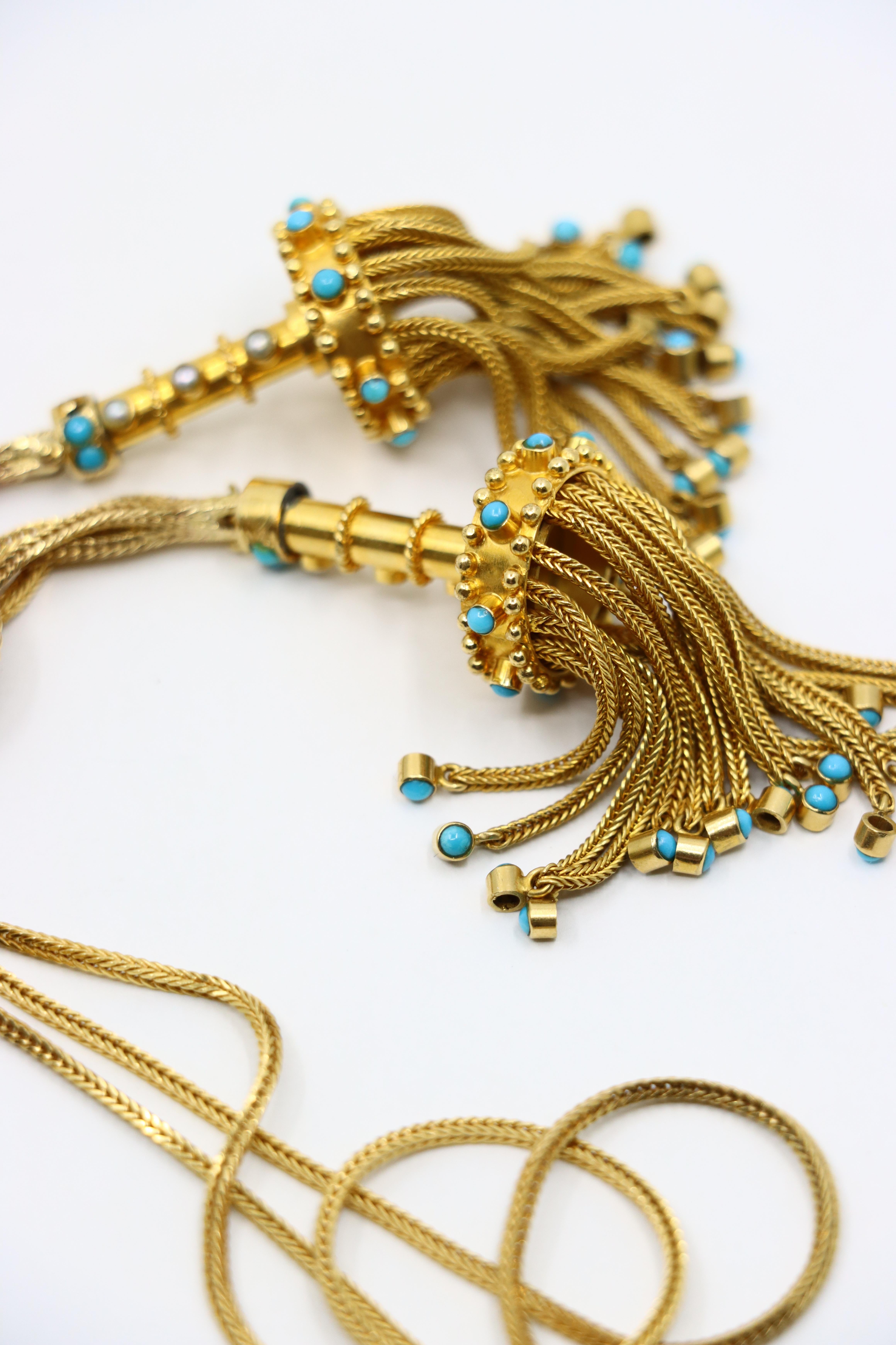 Catena di collana con ciondolo turchese in oro vittoriano 14K e 18K in vendita 6