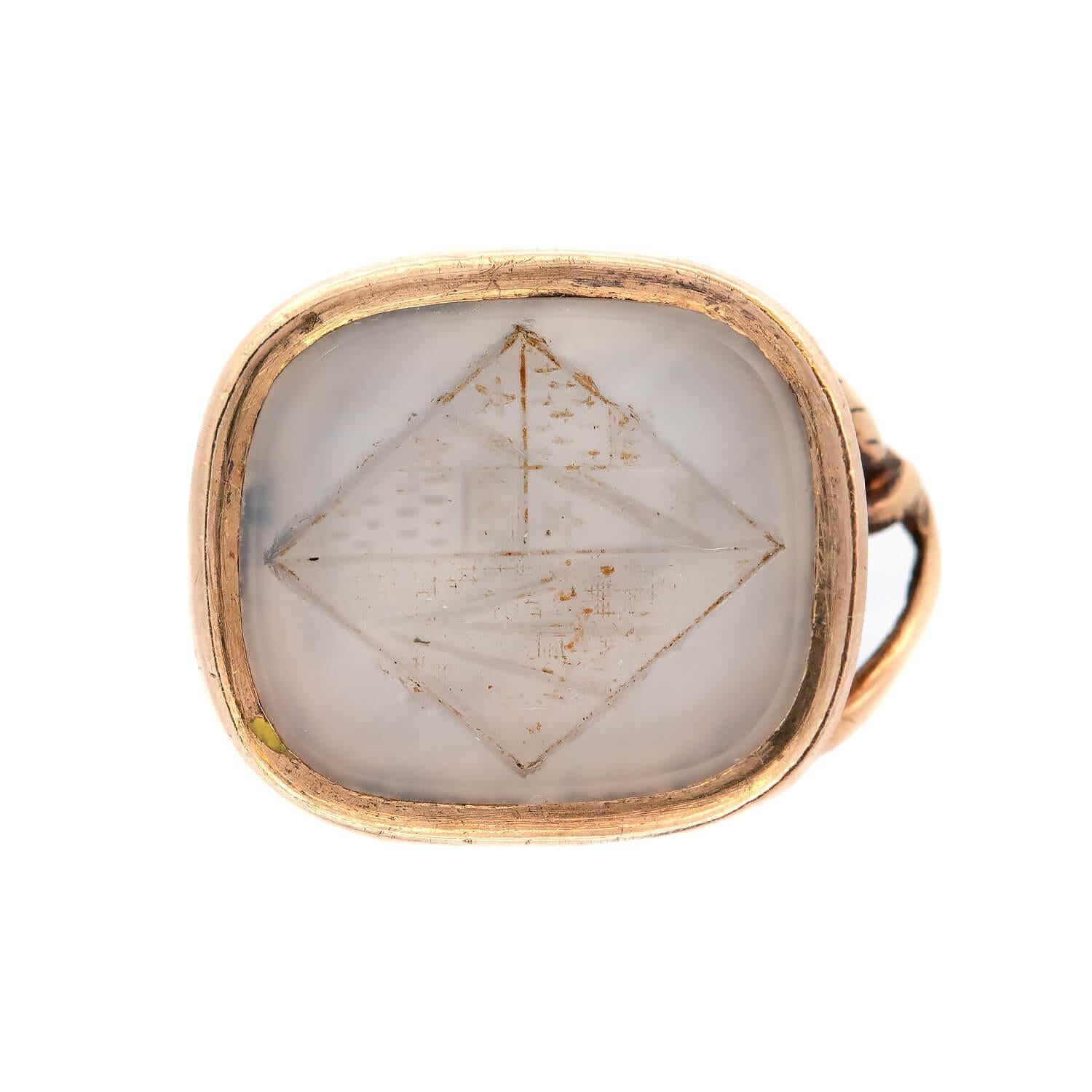 Women's Victorian 14k Agate Snake Motif Fob For Sale