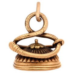 Victorian 14k Agate Snake Motif Fob
