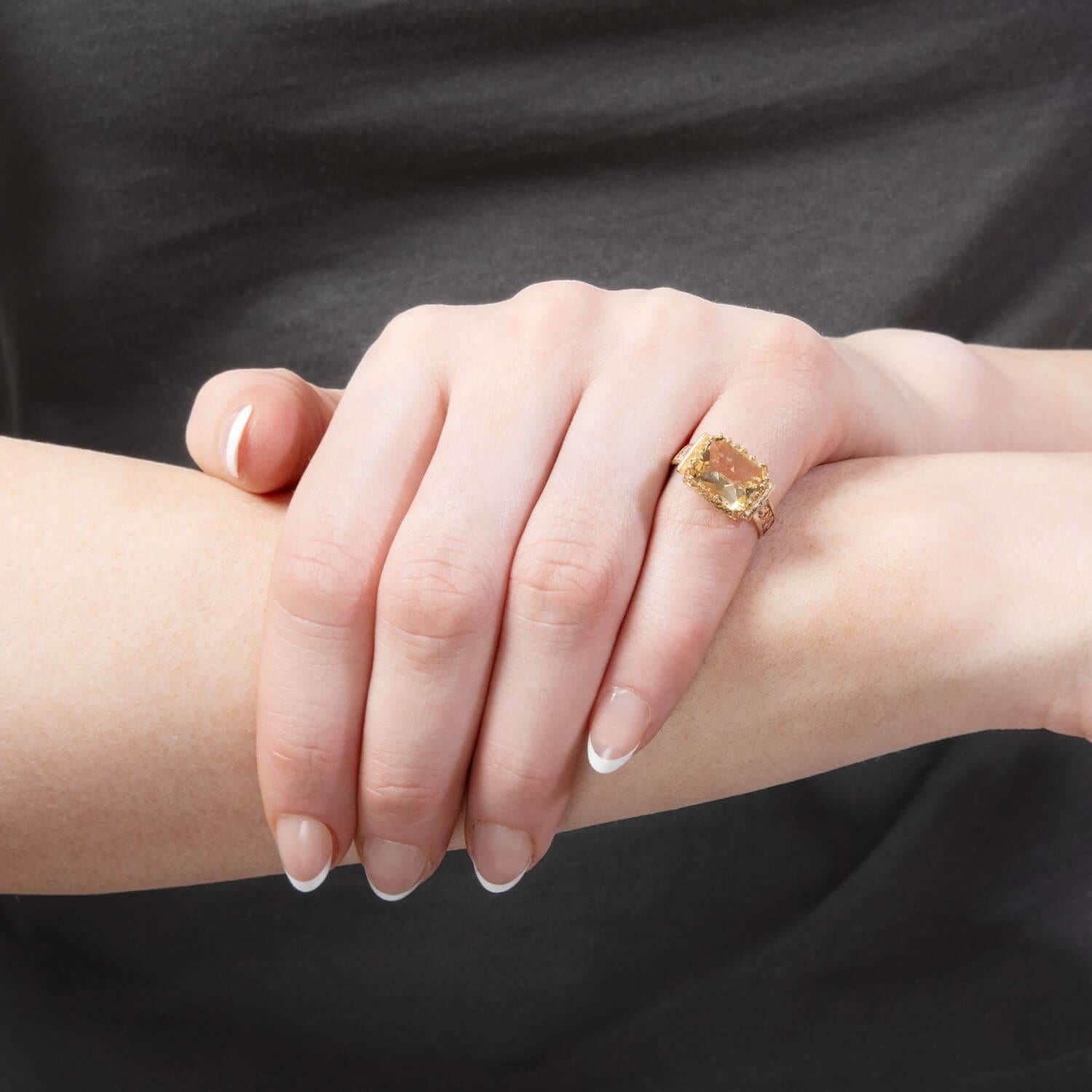 Victorian 14k Citrine Ring For Sale 1
