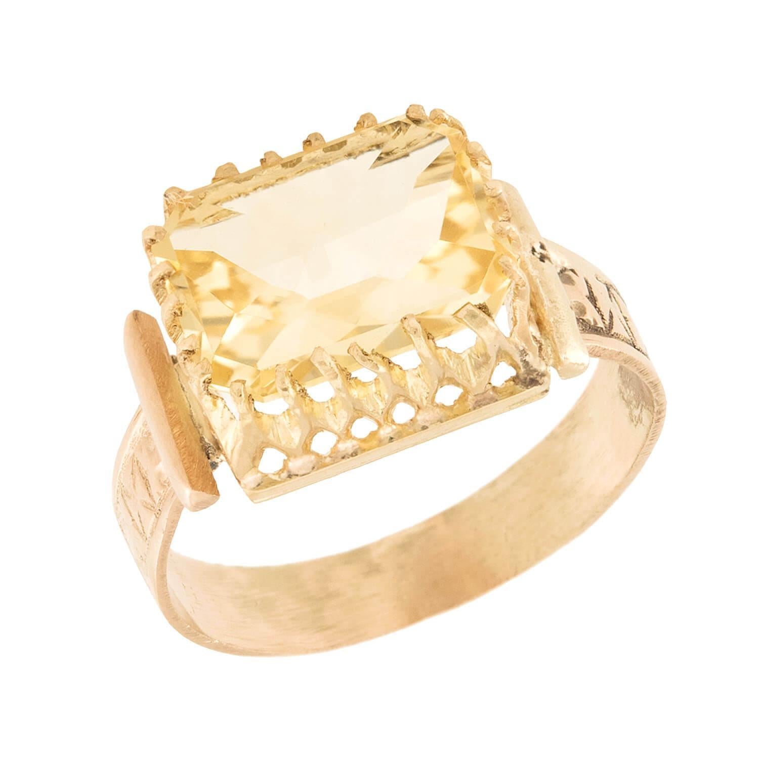 Viktorianischer 14k Citrin-Ring