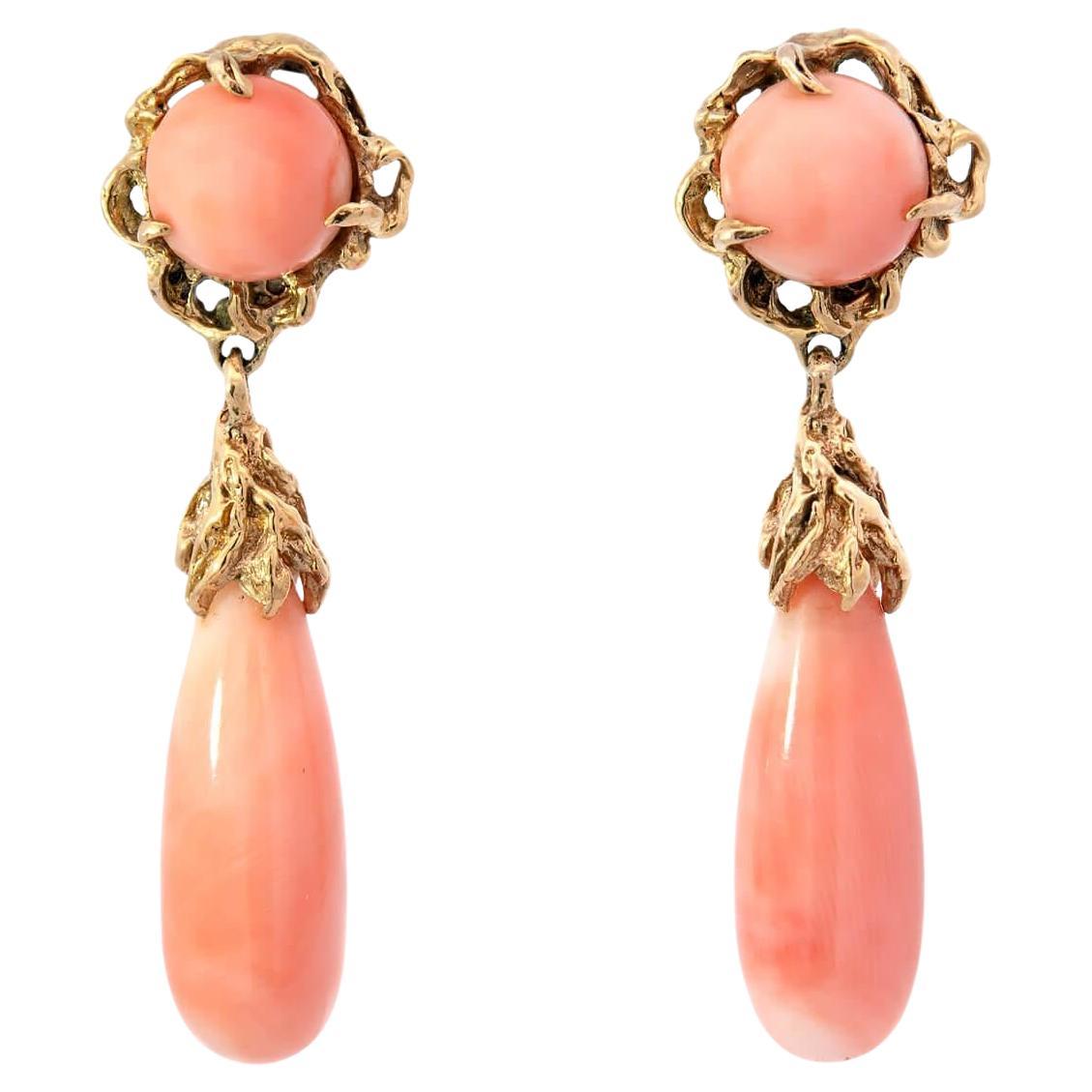 Victorian 14k Coral Drop Earrings