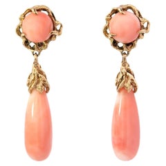 Victorian 14k Coral Drop Earrings