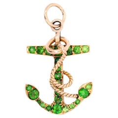 Antique Victorian 14k Demantoid Garnet Anchor Pendant