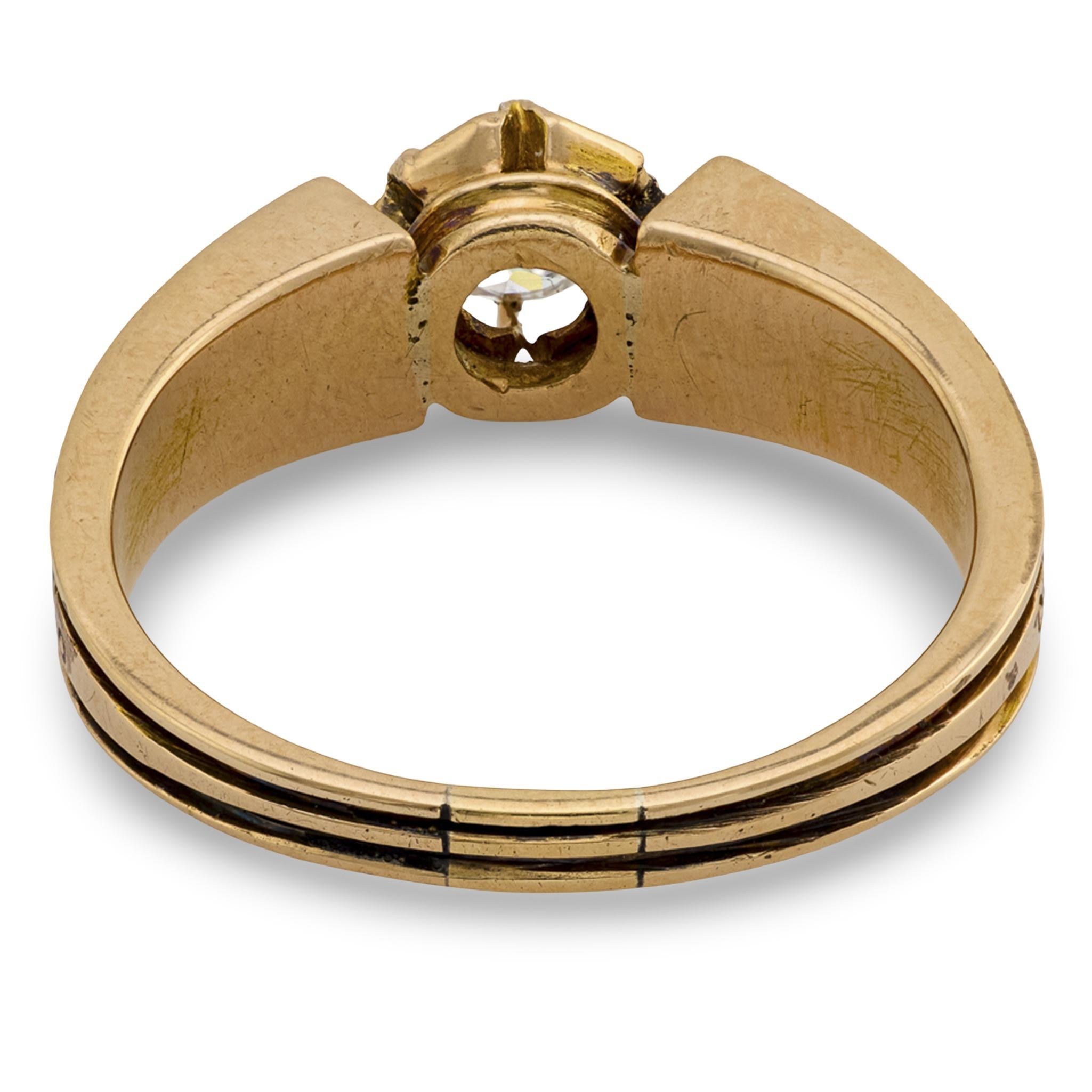 Bague de fiançailles victorienne 14k diamant et émail .4ct Bon état - En vente à Narberth, PA