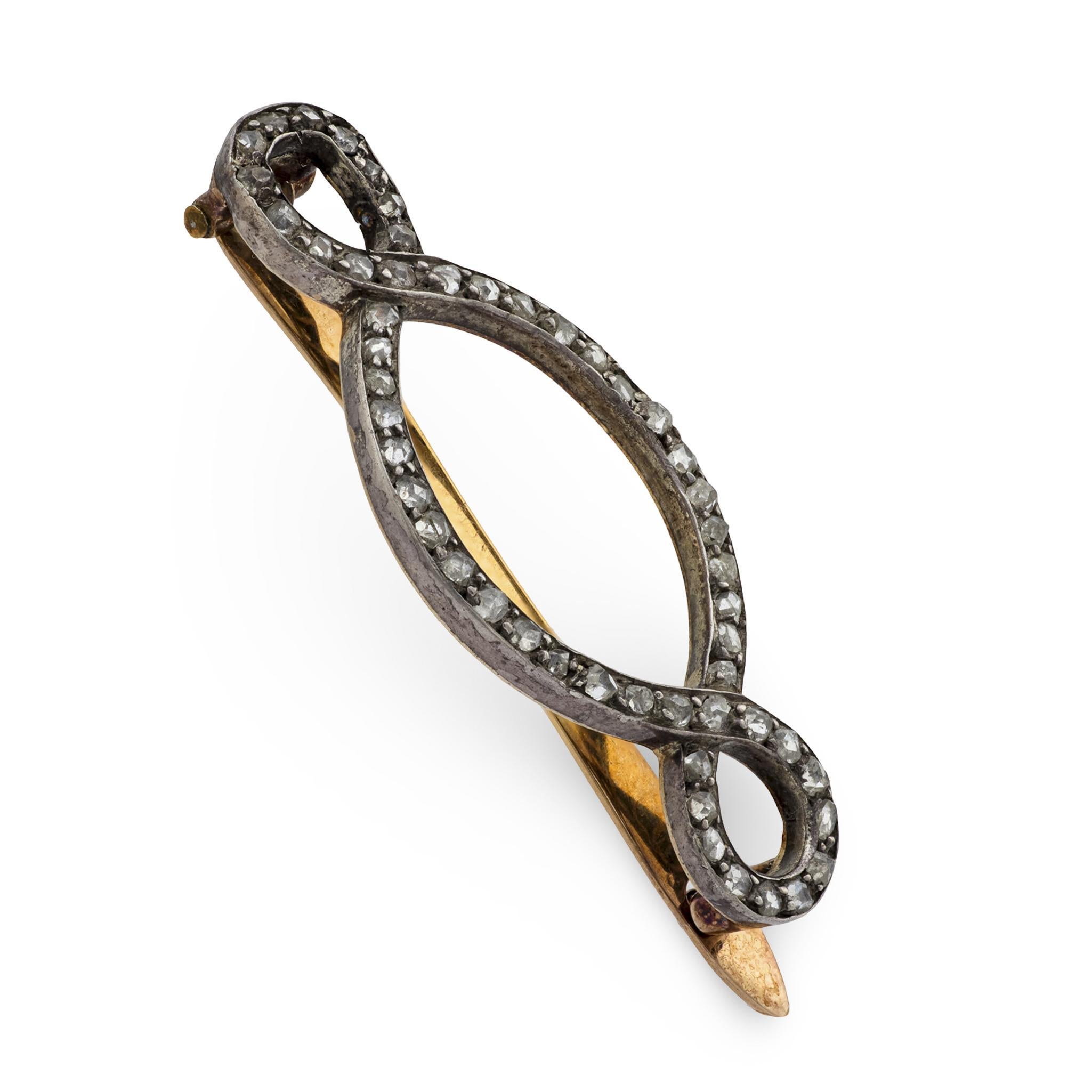 Victorian 14k Diamond Barette In Good Condition For Sale In Narberth, PA