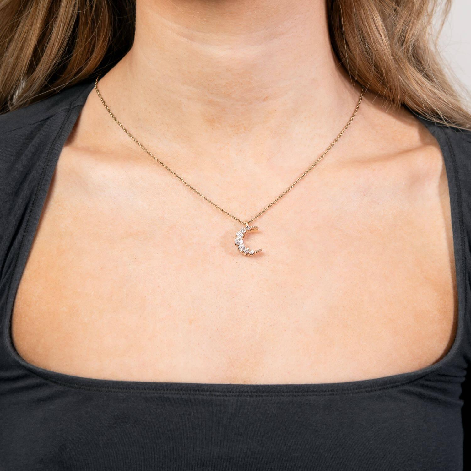 Victorian 14k Diamond Crescent Pendant/Charm In Good Condition For Sale In Narberth, PA
